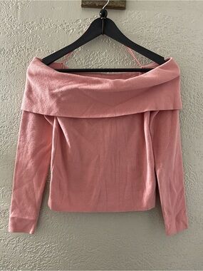 LOFT Blush Off-the-Shoulder Knit Sweater